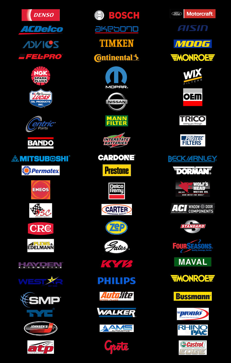 automotive parts logos and names
